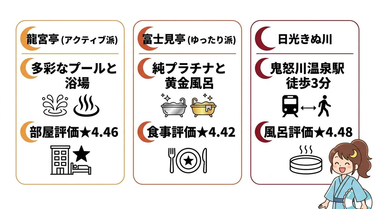 ホテル三日月子連れどっち？龍宮vs富士見の結論