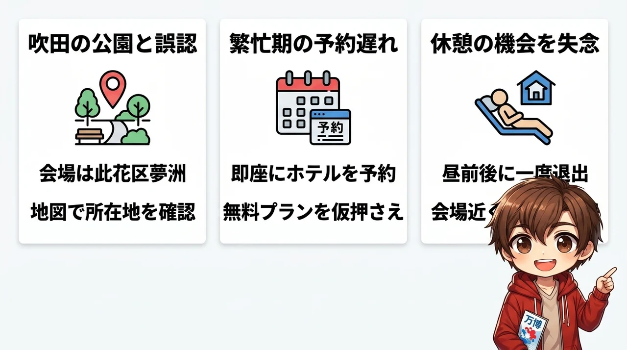 万博子連れ宿泊でありがちな失敗と対策