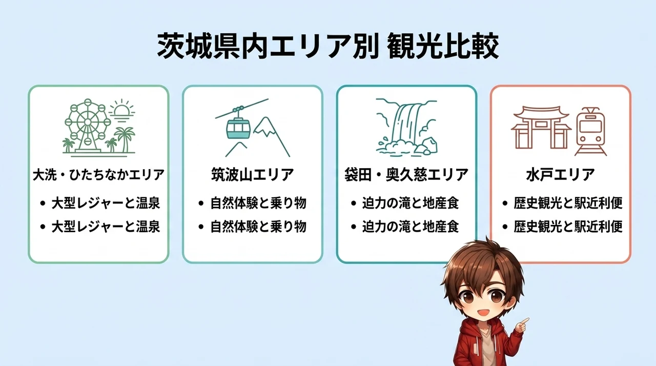 家族旅行がもっと楽しくなる茨城の主要観光エリア