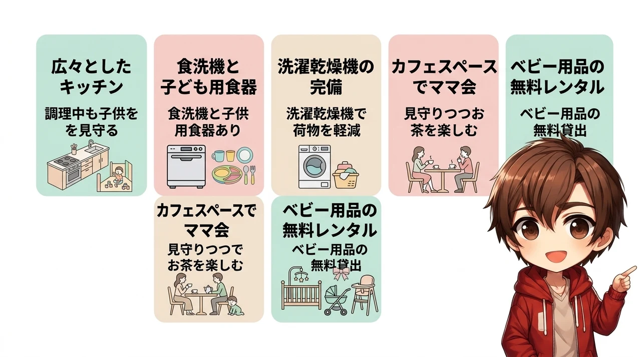 ママ目線で嬉しい！キッチンとリビングの設備